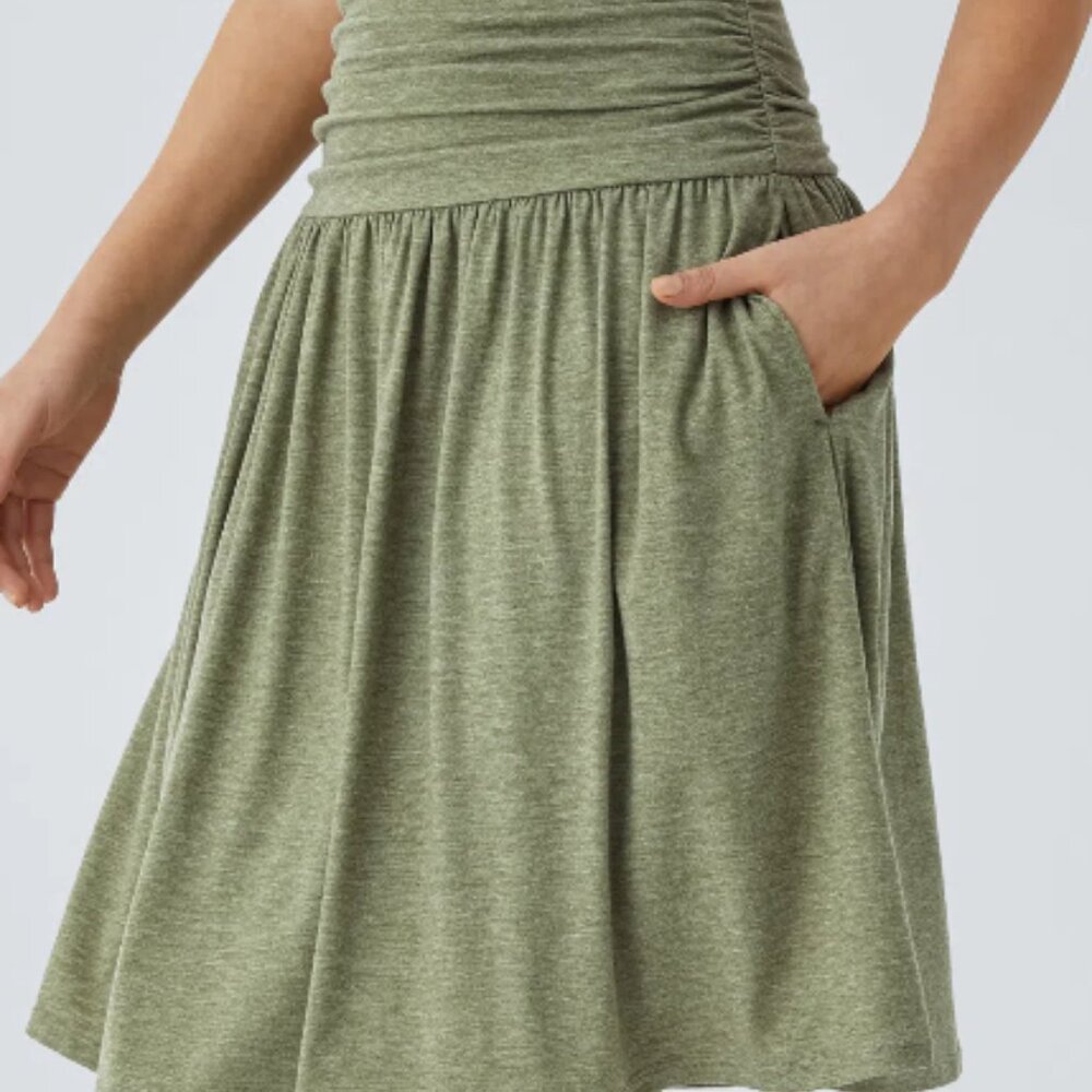 High Waisted Pocket Flowy Skirt